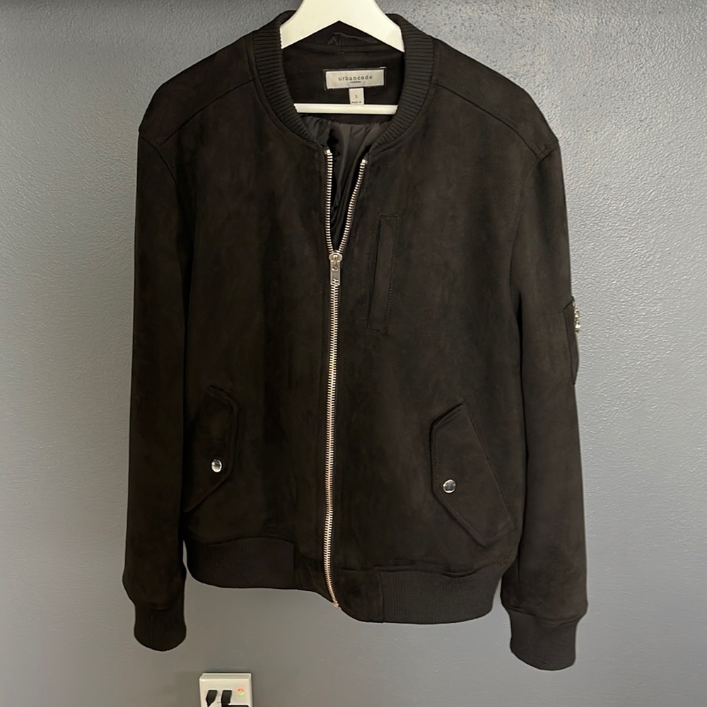 Black Faux Suede Bomber Jacket